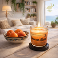 🕯️Bougie Marbrée Douceur Abricot / avec couvercle