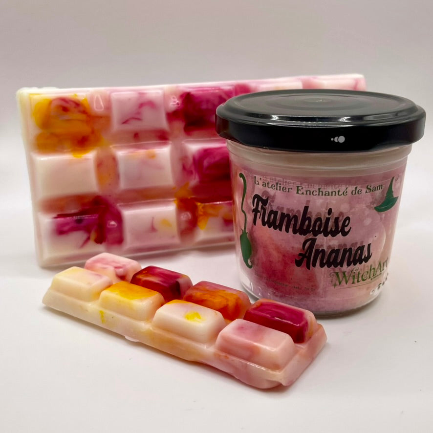 🕯️Bougie Marbrée Framboise Ananas / avec couvercle