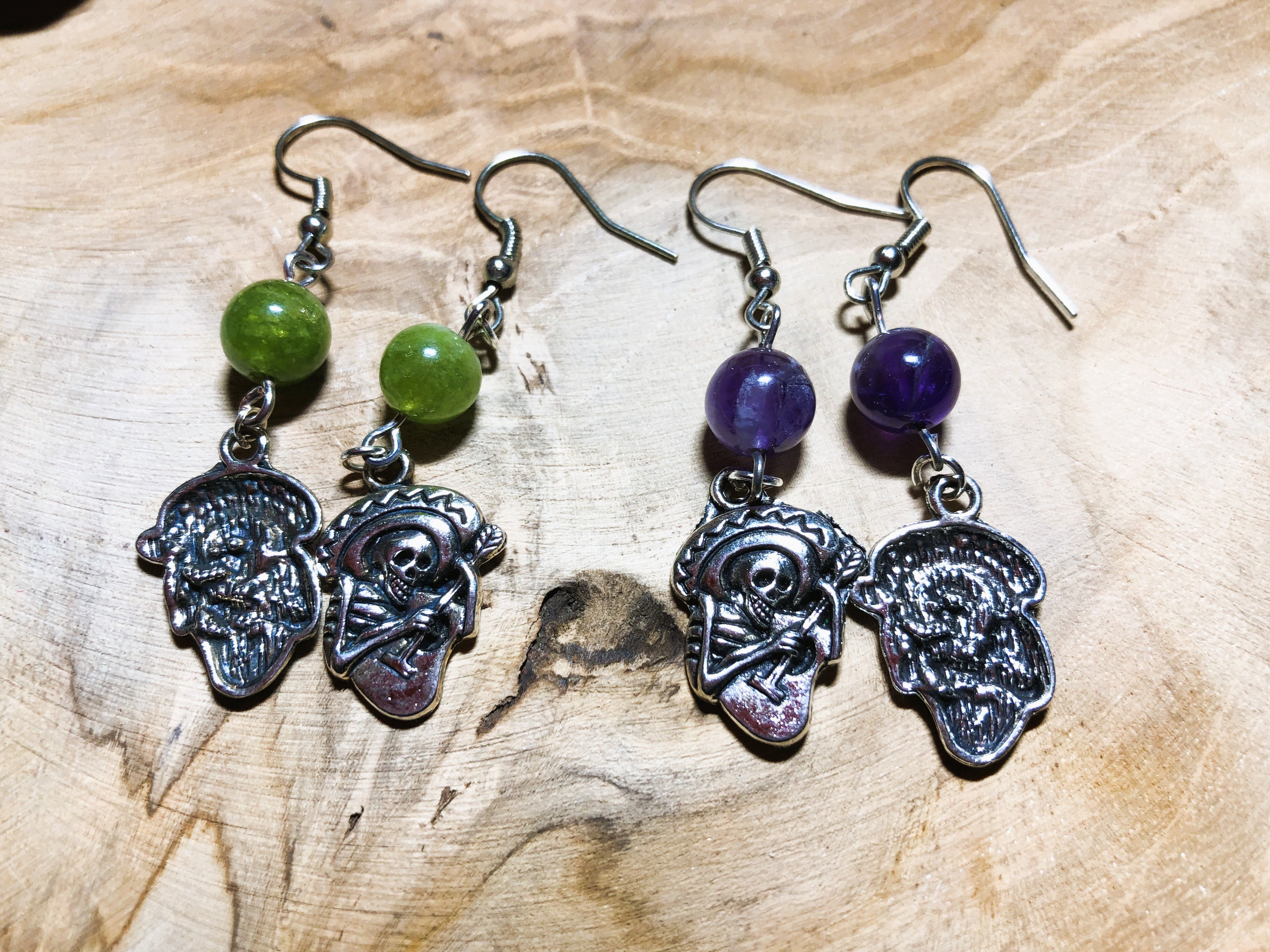 Boucles d'oreilles pendantes avec gemme naturelle