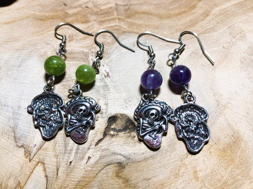 Boucles d'oreilles pendantes avec gemme naturelle