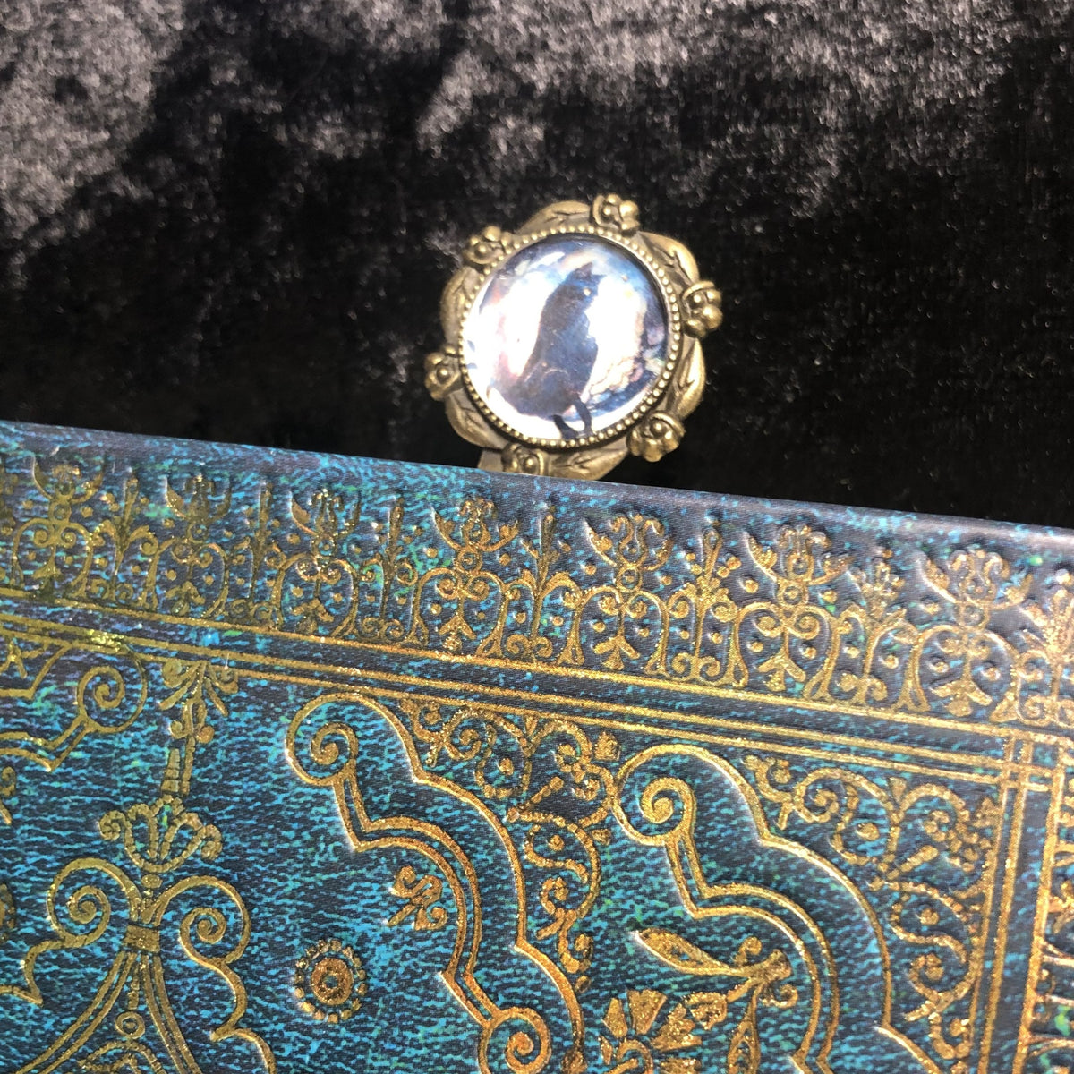 Marque-page Victorien couleur Bronze & Cabochon Verre style Whimsigoth