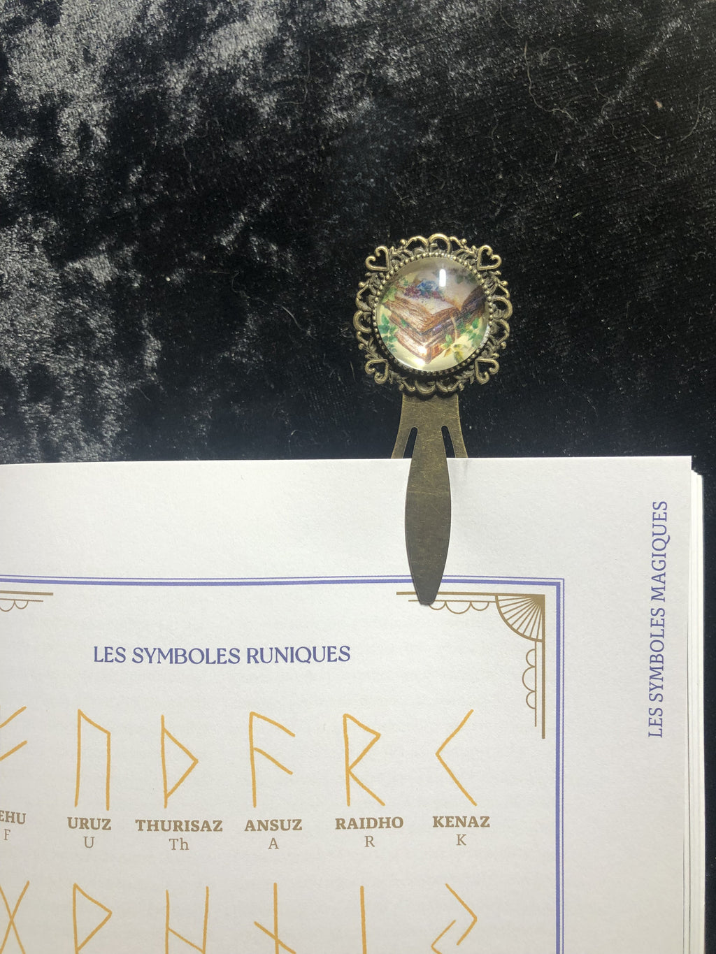 Marque-page Victorien couleur Bronze & Cabochon Verre style Whimsigoth