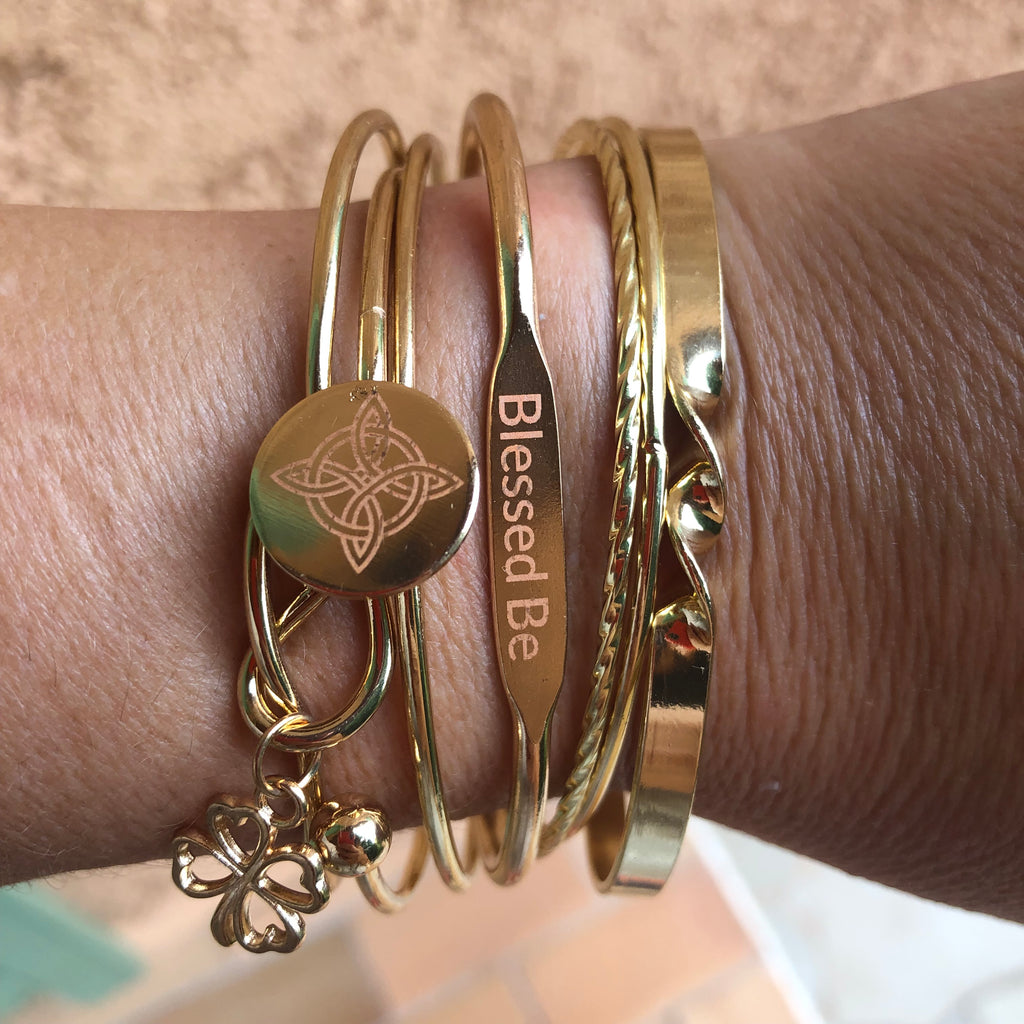 Bracelets couleur dorée style Wiccan, bohème