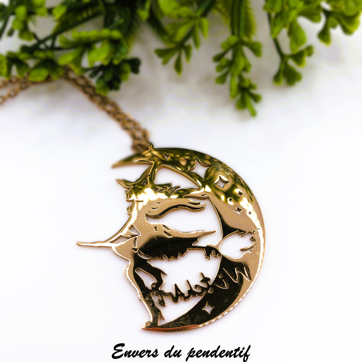 Chaine et pendentif Sorcière WitchArt couleur Or Rose
