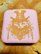 Boites à bijoux de voyage  personnalisée en cuir vegan style wicca/  bohème avec miroir intérieur,