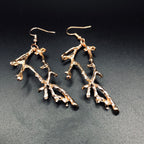 Boucles d’Oreilles Pendantes Rameaux – Inspiration Végétale (couleurs Or Rose ou Argent)