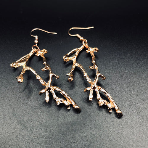 Boucles d'Oreilles Rameaux couleur Or Rose ou Argent