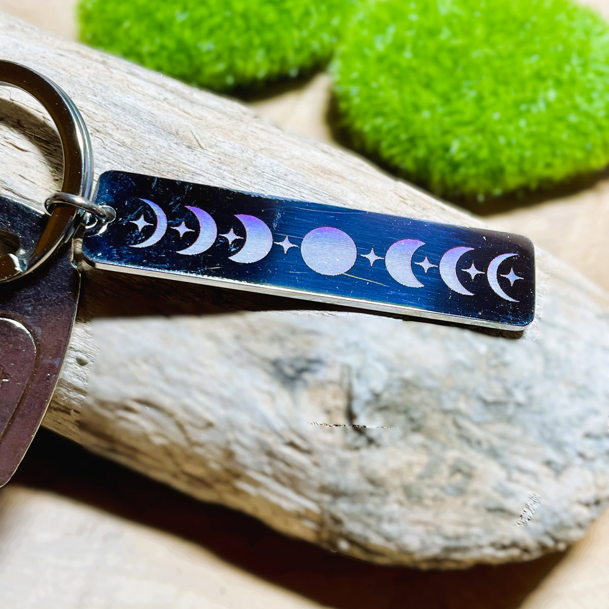 Porte clés minimaliste en métal miroir, personnalisable