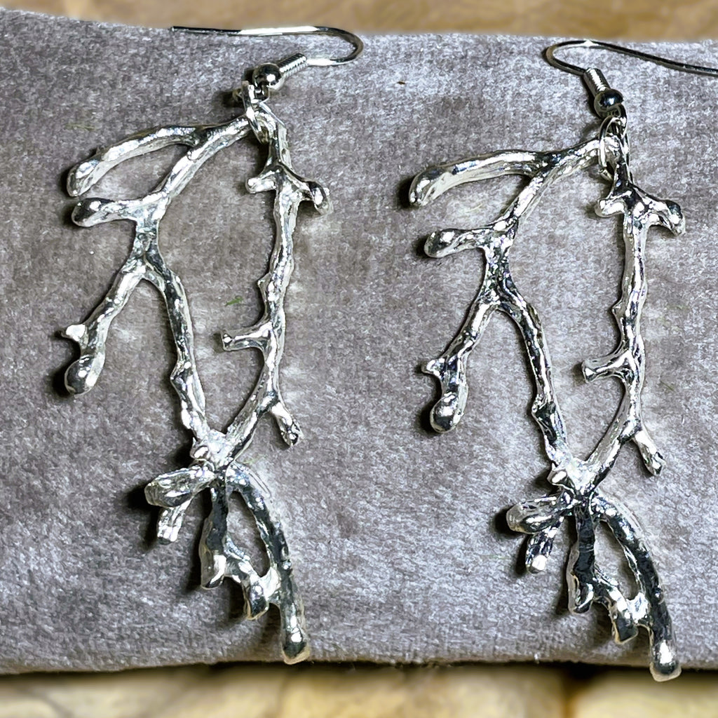 Boucles d'Oreilles Rameaux couleur Or Rose ou Argent
