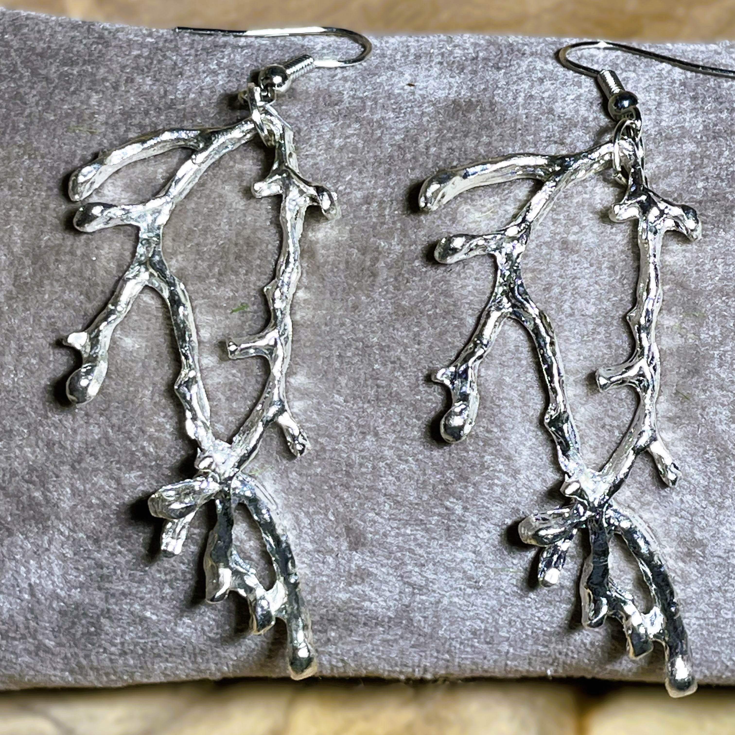 Boucles d'Oreilles Rameaux couleur Or Rose ou Argent