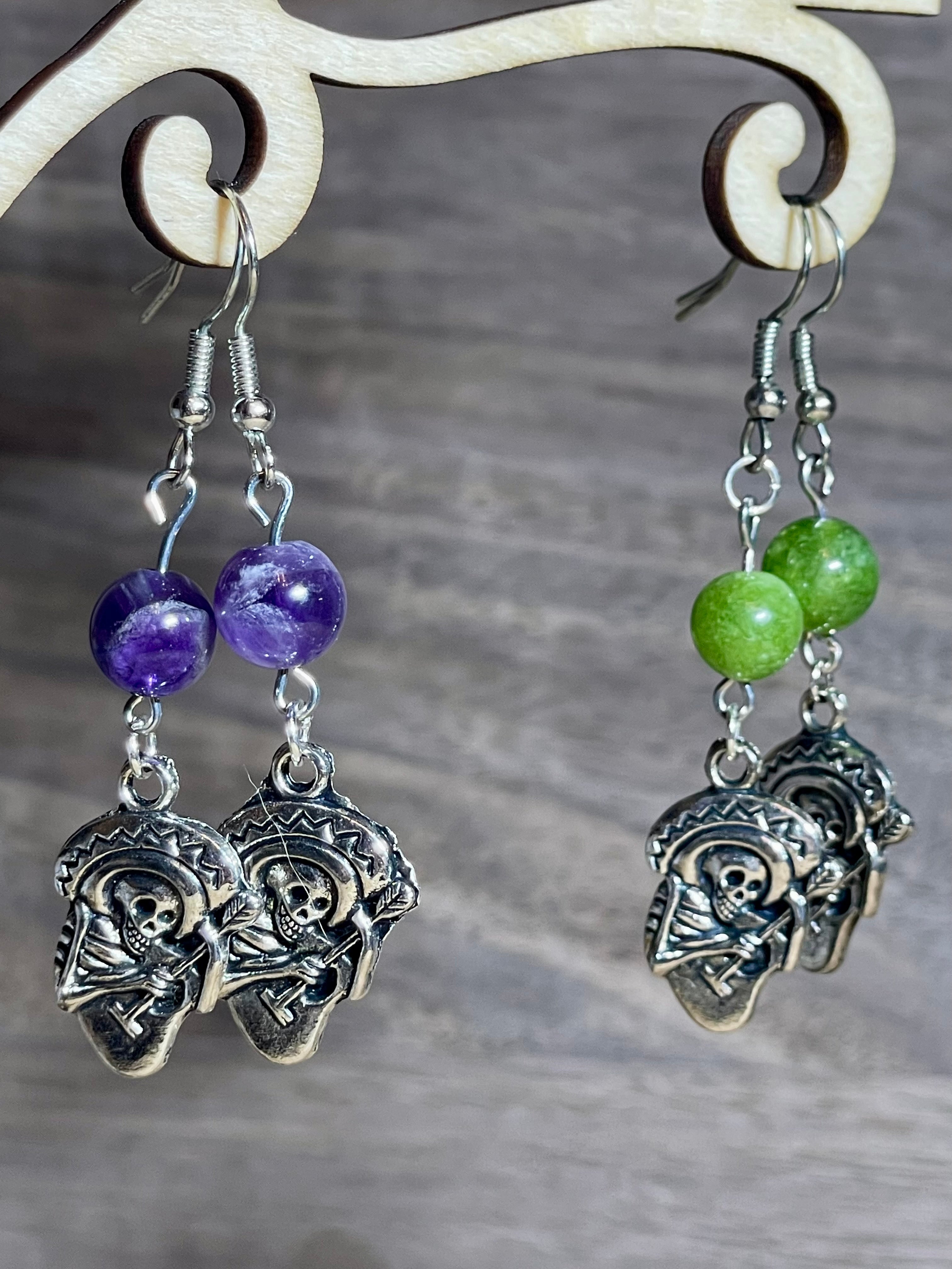 Boucles d'oreilles pendantes avec gemme naturelle