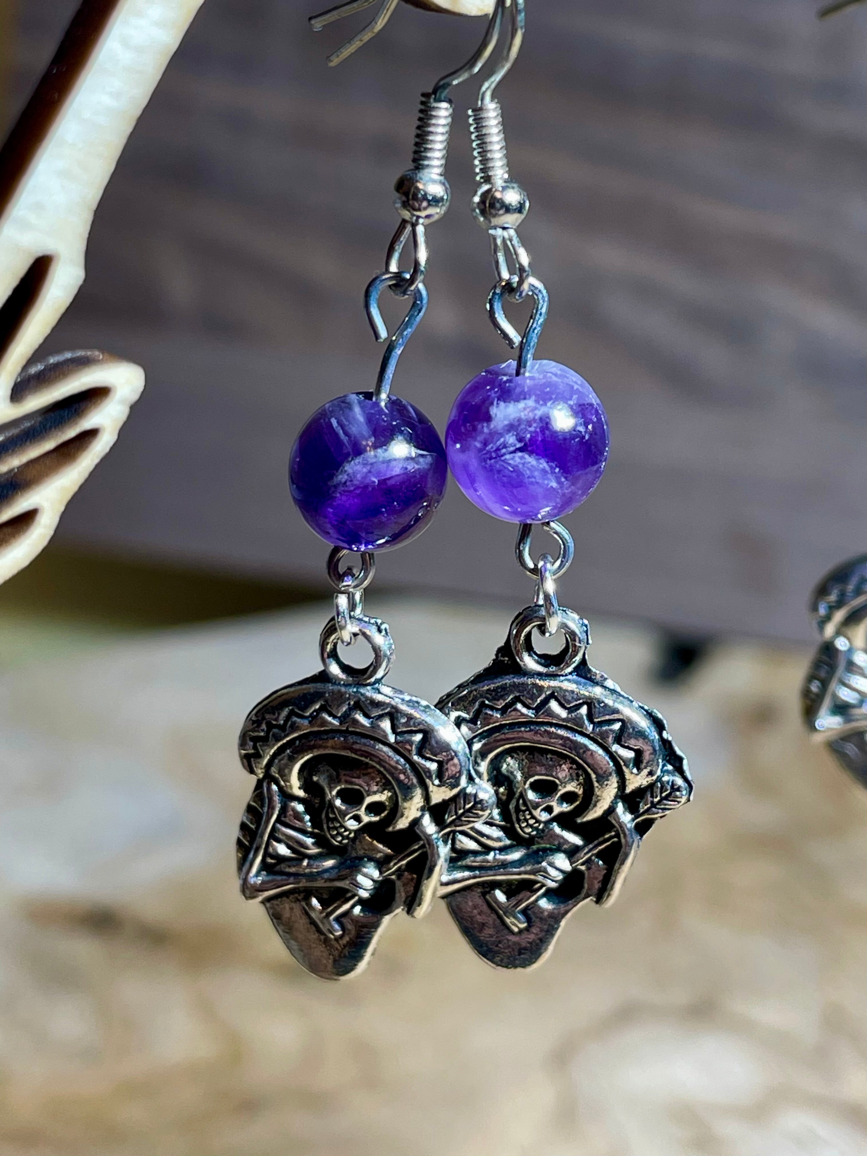 Boucles d'oreilles pendantes avec gemme naturelle