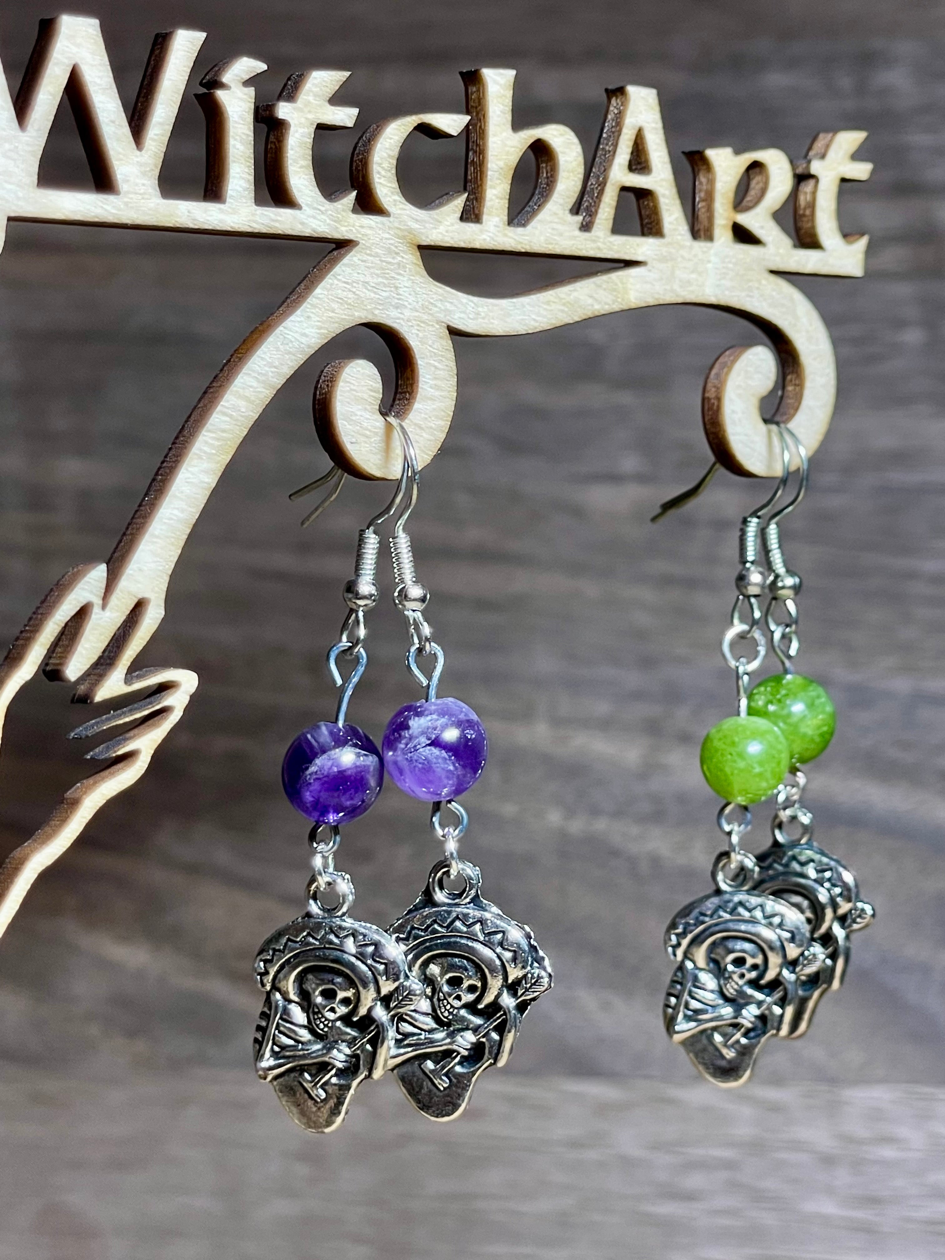 Boucles d'oreilles pendantes avec gemme naturelle