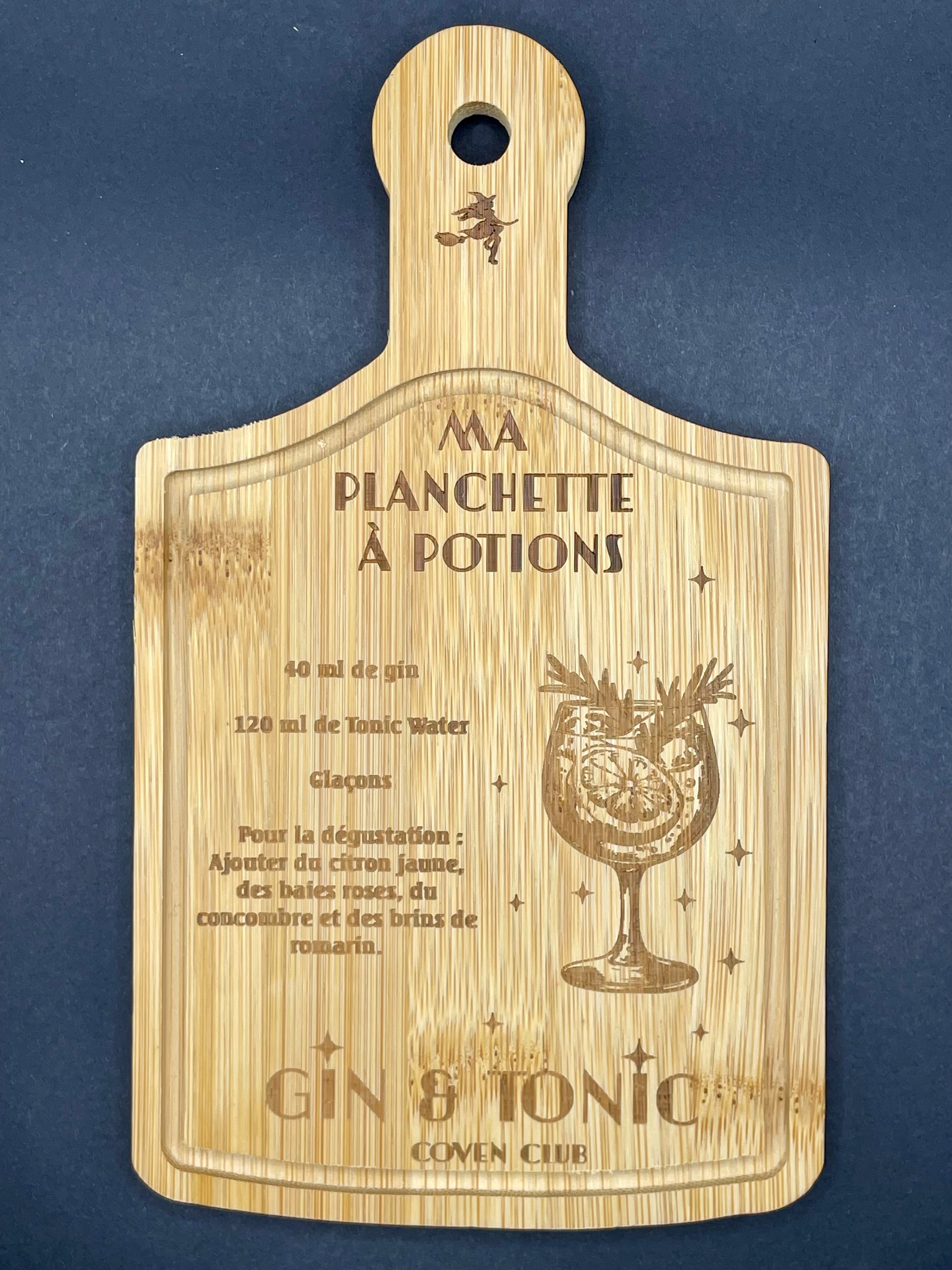 Petite planche en bambou gravée, personnalisée cocktail