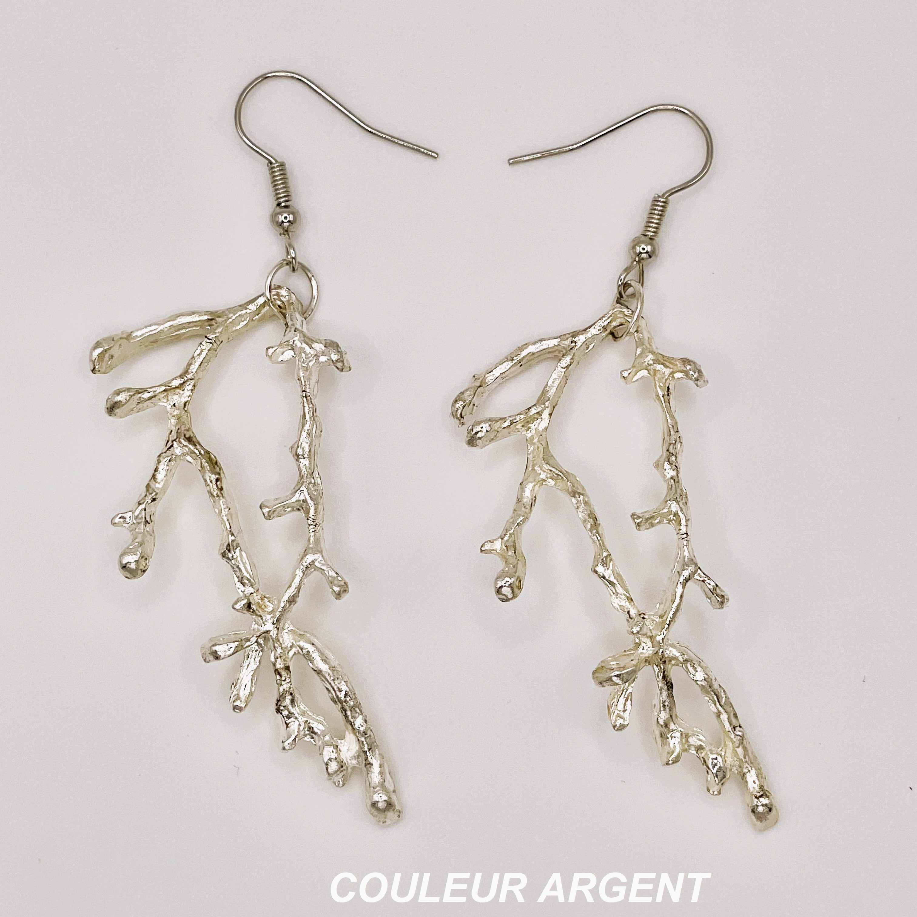 Boucles d'Oreilles Rameaux couleur Or Rose ou Argent