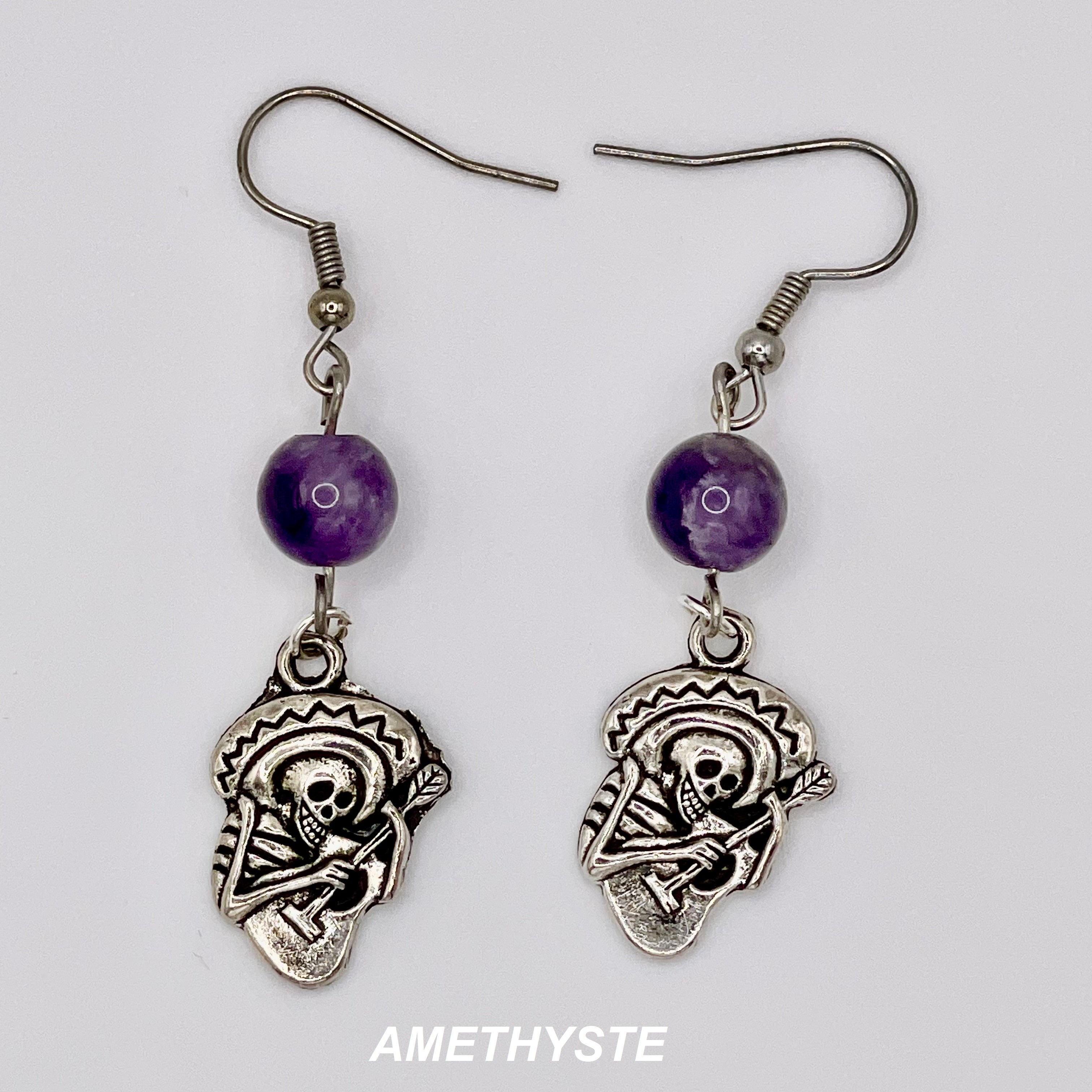 Boucles d'oreilles pendantes avec gemme naturelle