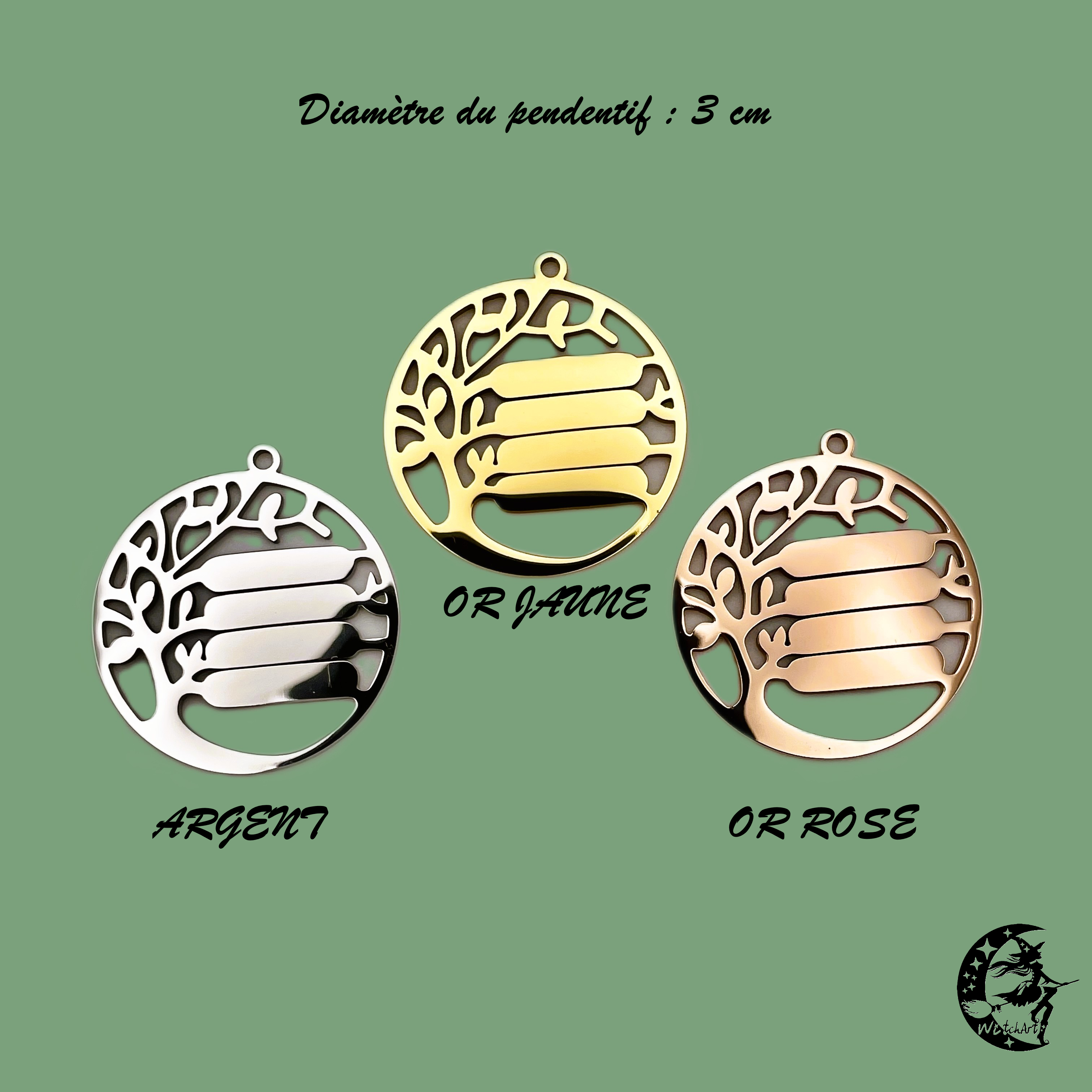 Pendentif Arbre de Vie gravé, à personnaliser