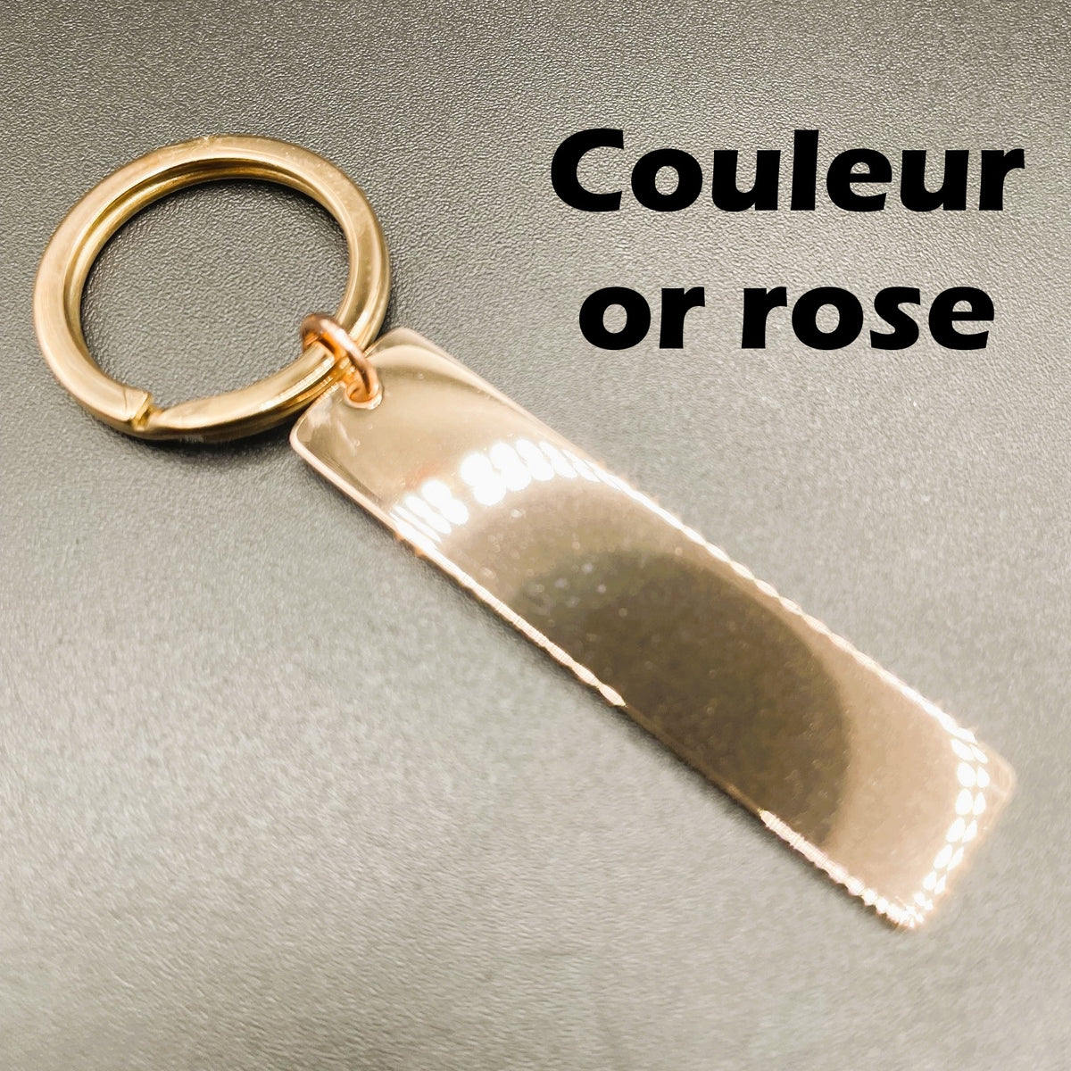 Porte clés minimaliste en métal miroir, personnalisable