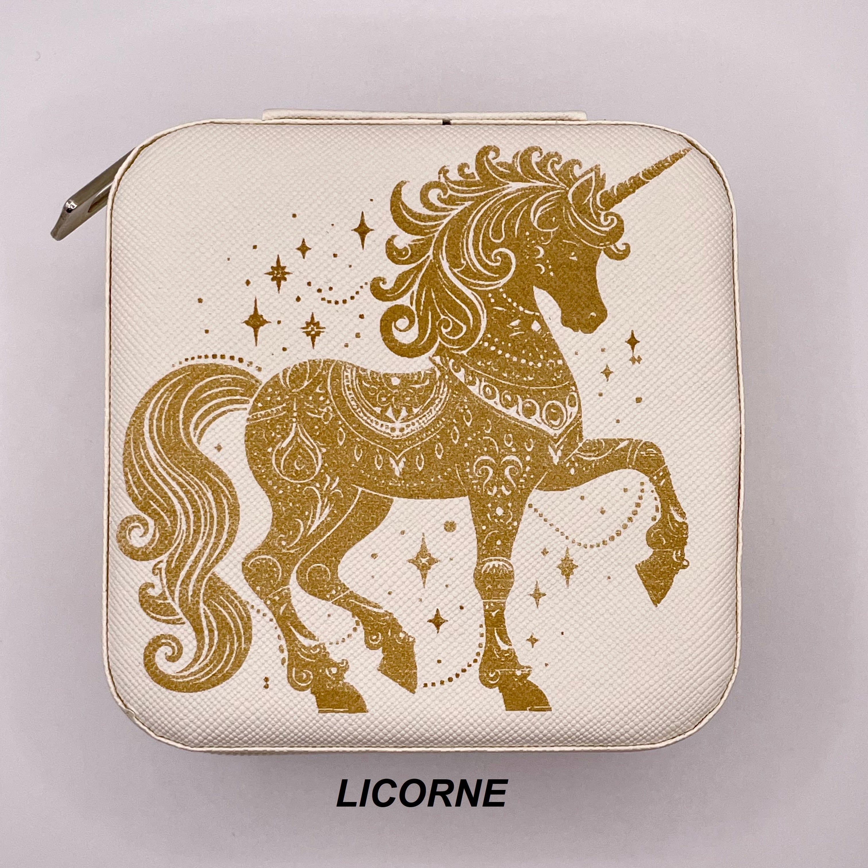 Boites à bijoux de voyage  personnalisée en cuir vegan style wicca/  bohème avec miroir intérieur,