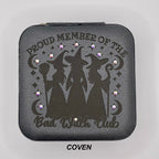 Boites à bijoux de voyage  personnalisée en cuir vegan style wicca/  bohème avec miroir intérieur,
