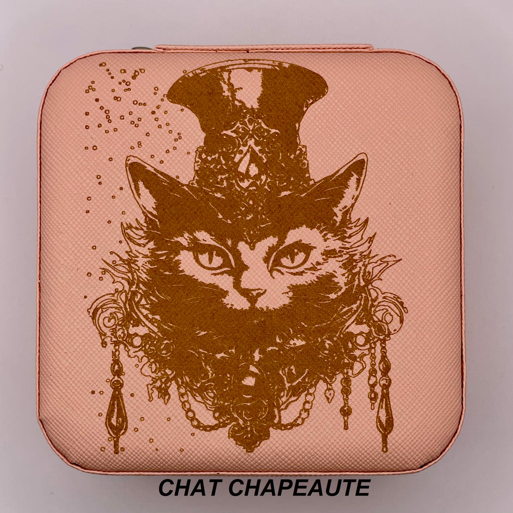 Boites à bijoux de voyage  personnalisée en cuir vegan style wicca/  bohème avec miroir intérieur,
