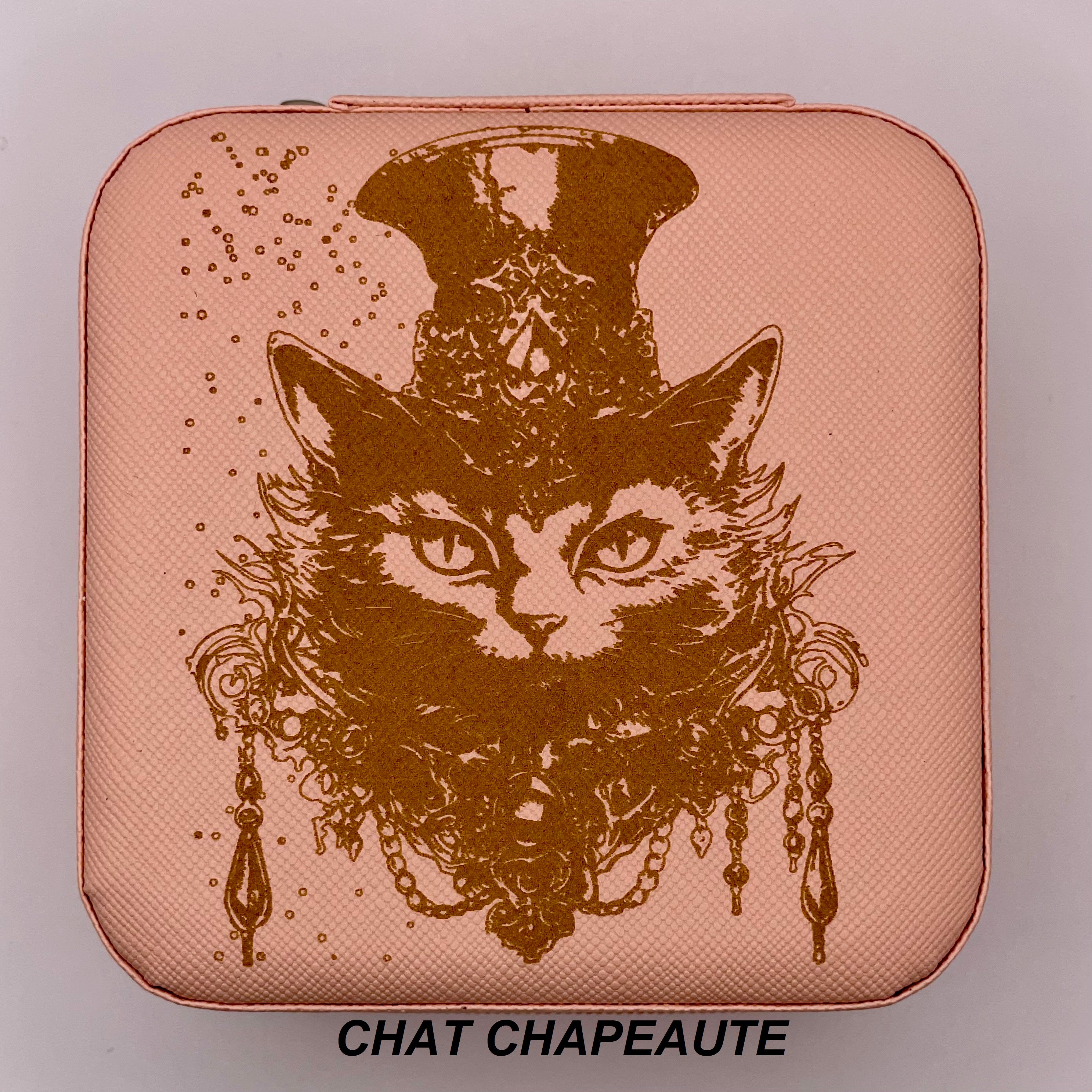 Boites à bijoux de voyage  personnalisée en cuir vegan style wicca/  bohème avec miroir intérieur,