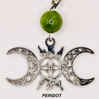 Chaine et pendentif noeud de sorcière & pierre naturelle