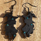 Boucles d'oreilles en bois de noyer SORCIERE