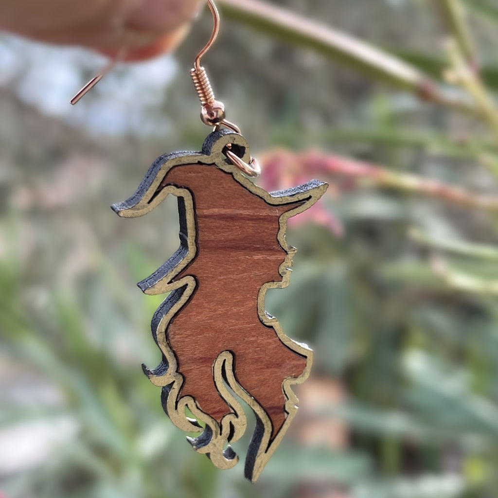 Boucles d'oreilles en bois de noyer SORCIERE