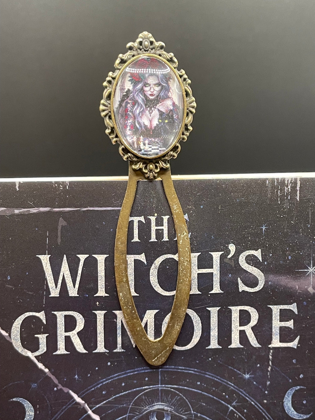 Marque-page Victorien couleur Bronze & Cabochon Verre style Whimsigoth