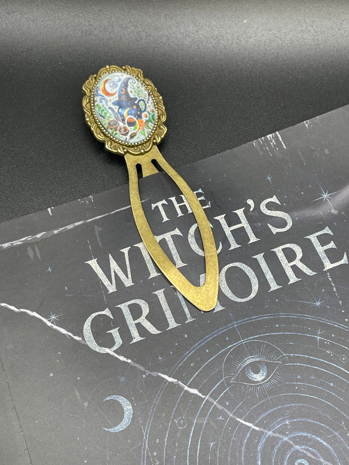 Marque-page Victorien couleur Bronze & Cabochon Verre style Whimsigoth