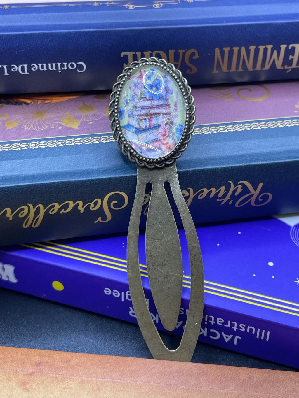 Marque-page Victorien couleur Bronze & Cabochon Verre style Whimsigoth