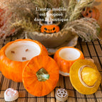 🕯️Bougie citrouille artisanale, création exclusive, Céramique – Cire Écologique / petit format