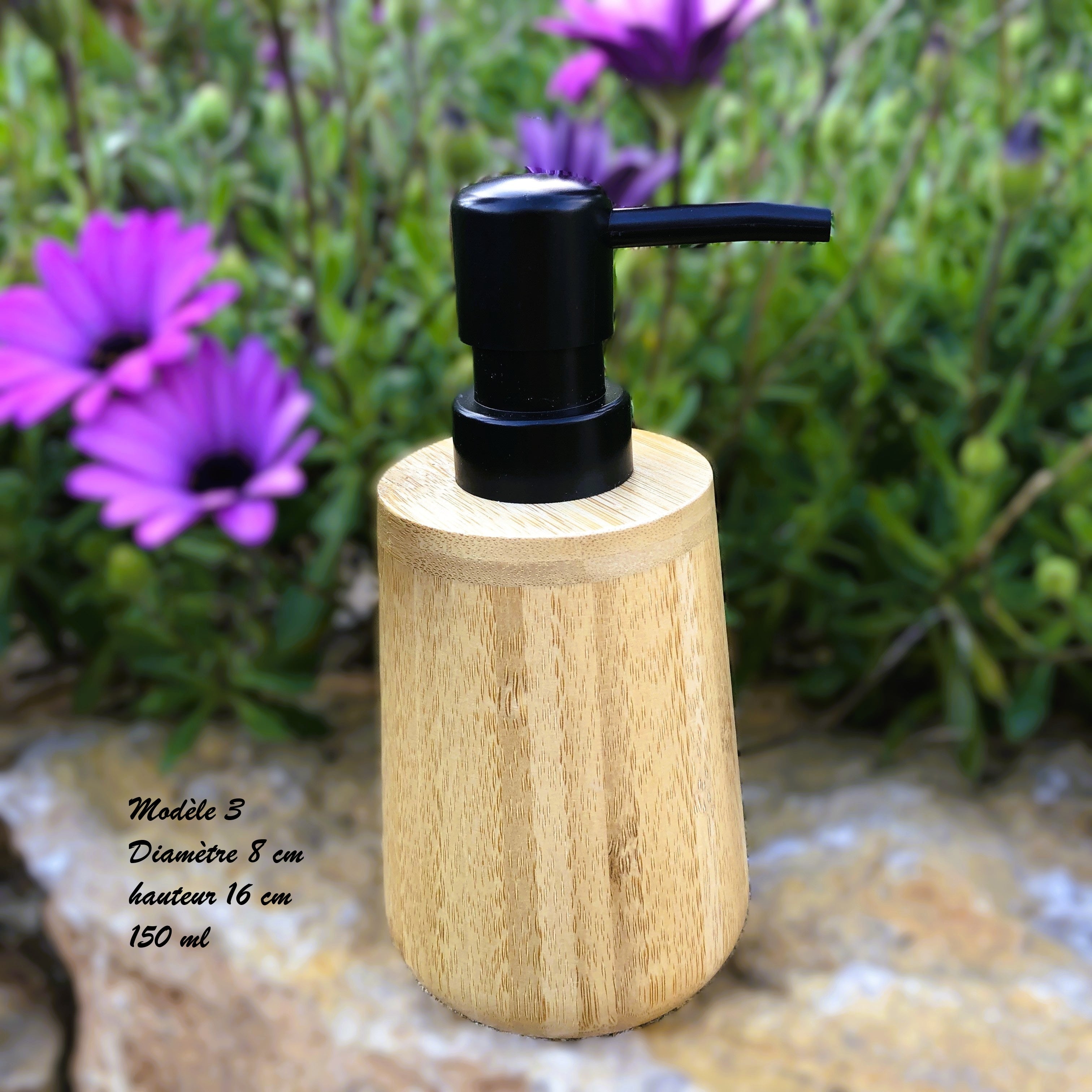 Distributeur Liquide Cylindrique avec poussoir noir