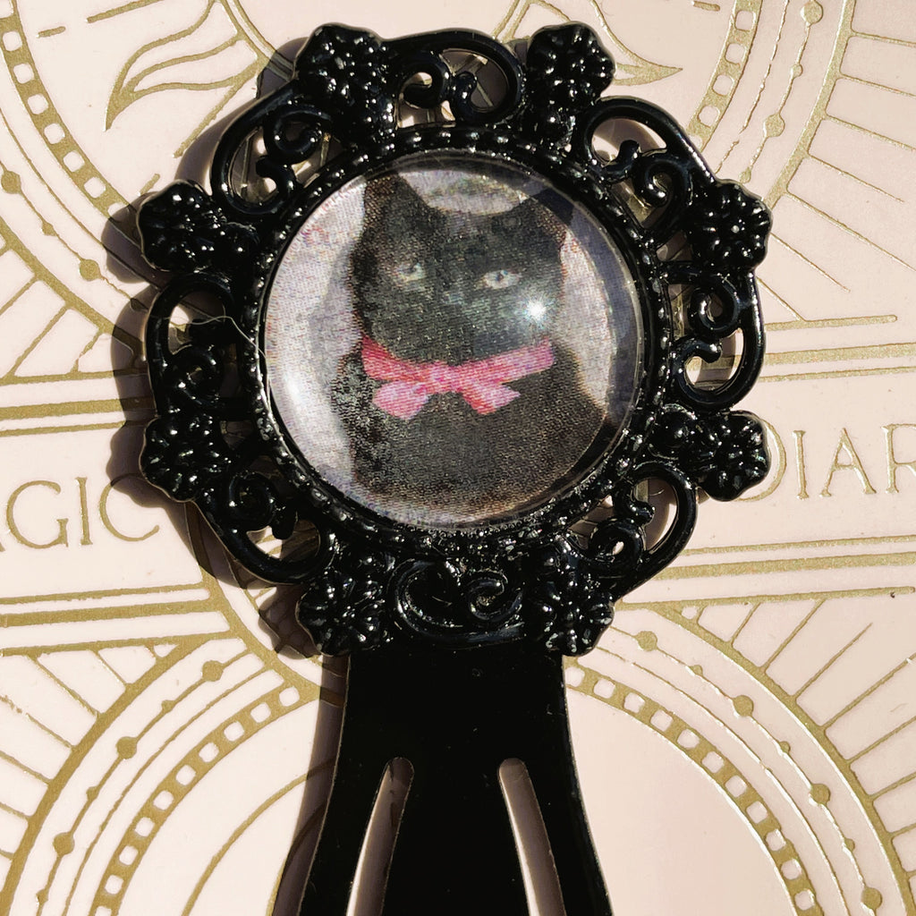 Marque-page Victorien couleur Noire & Cabochon Verre style Whimsigoth