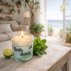 🕯️Bougie Marbrée Menthe Acidulée / avec couvercle