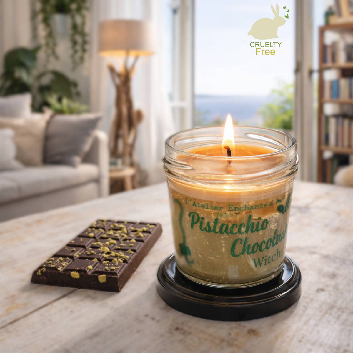 🕯️Bougie Marbrée Pistacchio Choco/ avec couvercle