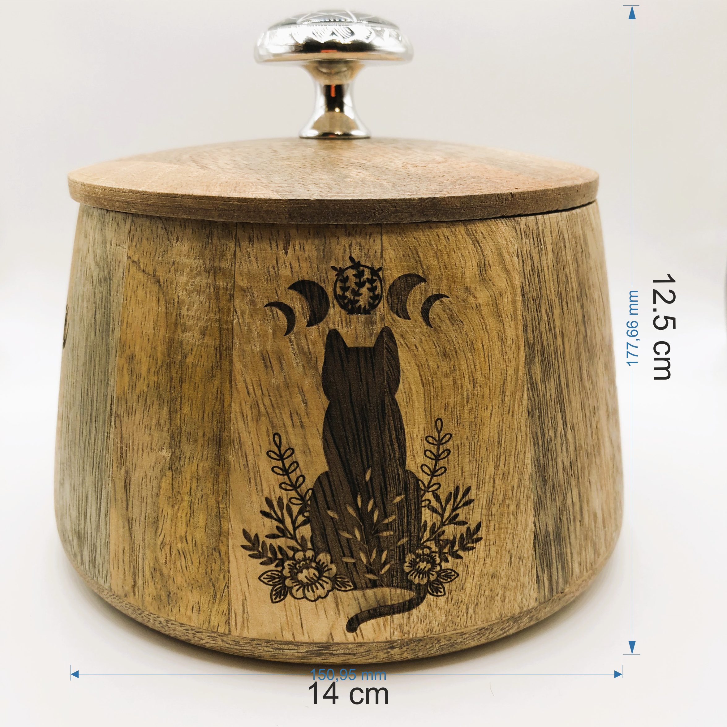 Boite en manguier gravée avec couvercle