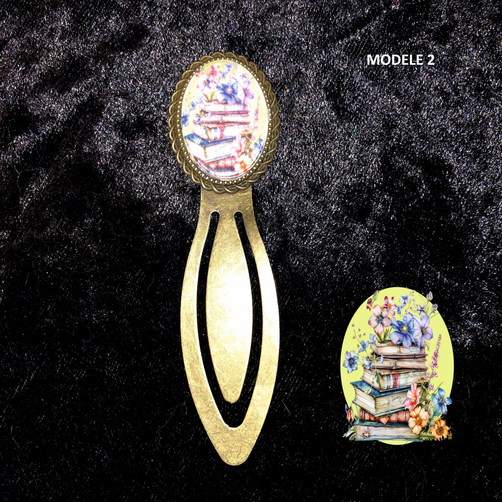 Marque-page Victorien couleur Bronze & Cabochon Verre style Whimsigoth
