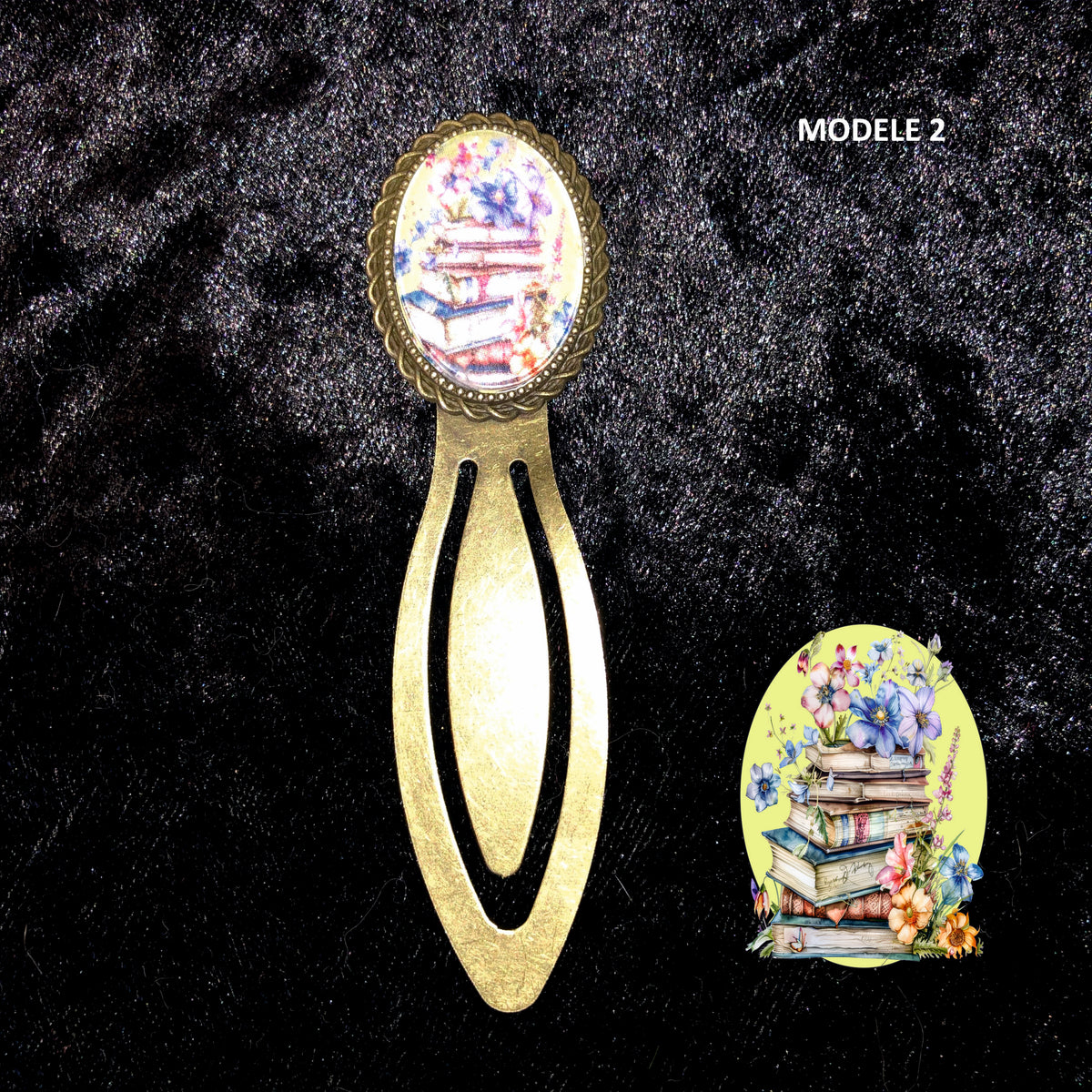 Marque-page Victorien couleur Bronze & Cabochon Verre style Whimsigoth