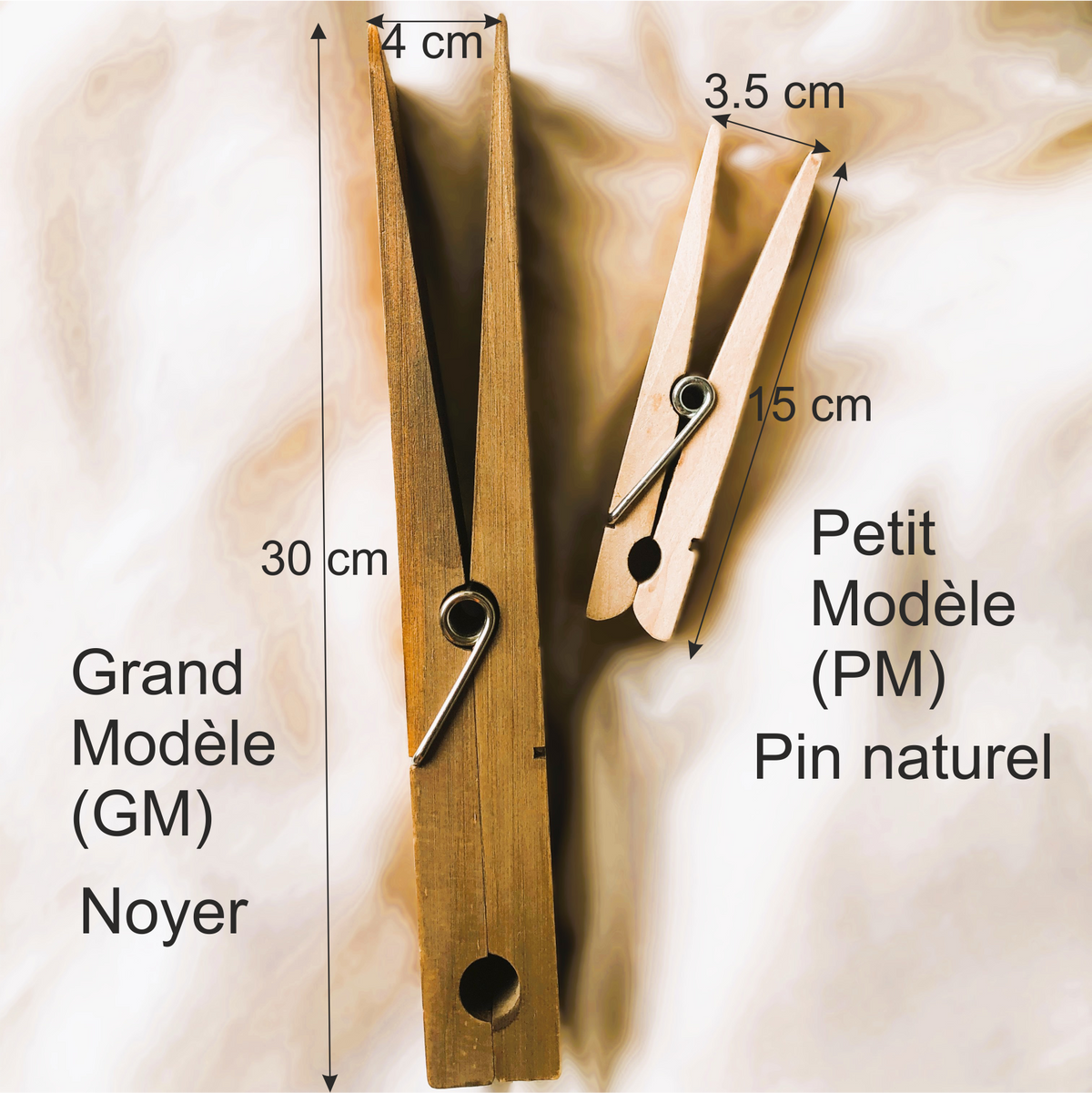 Patère pince à linge en bois, deux modèles