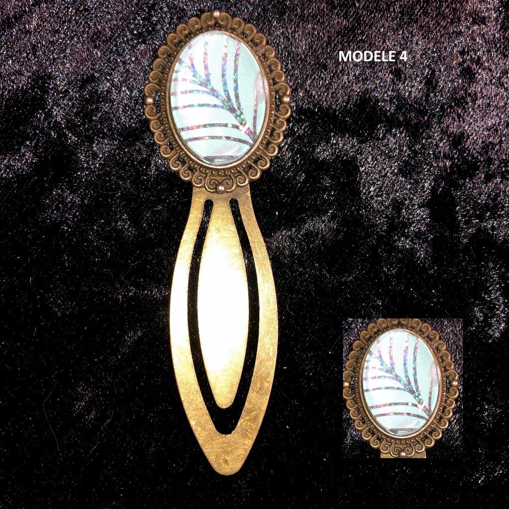 Marque-page Victorien couleur Bronze & Cabochon Verre style Whimsigoth
