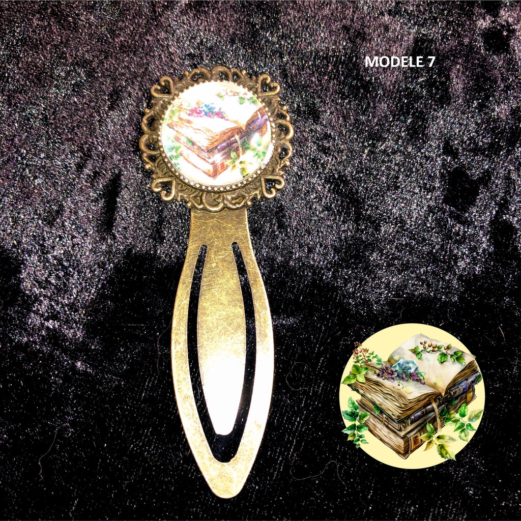Marque-page Victorien couleur Bronze & Cabochon Verre style Whimsigoth