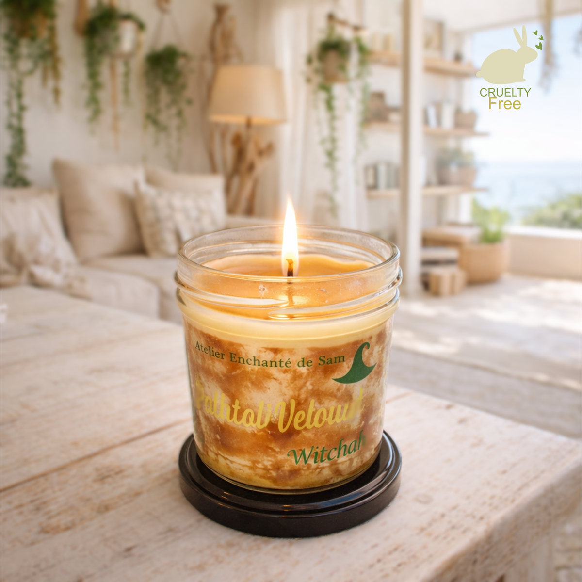 🕯️Bougie Marbrée Santal Velours / avec couvercle
