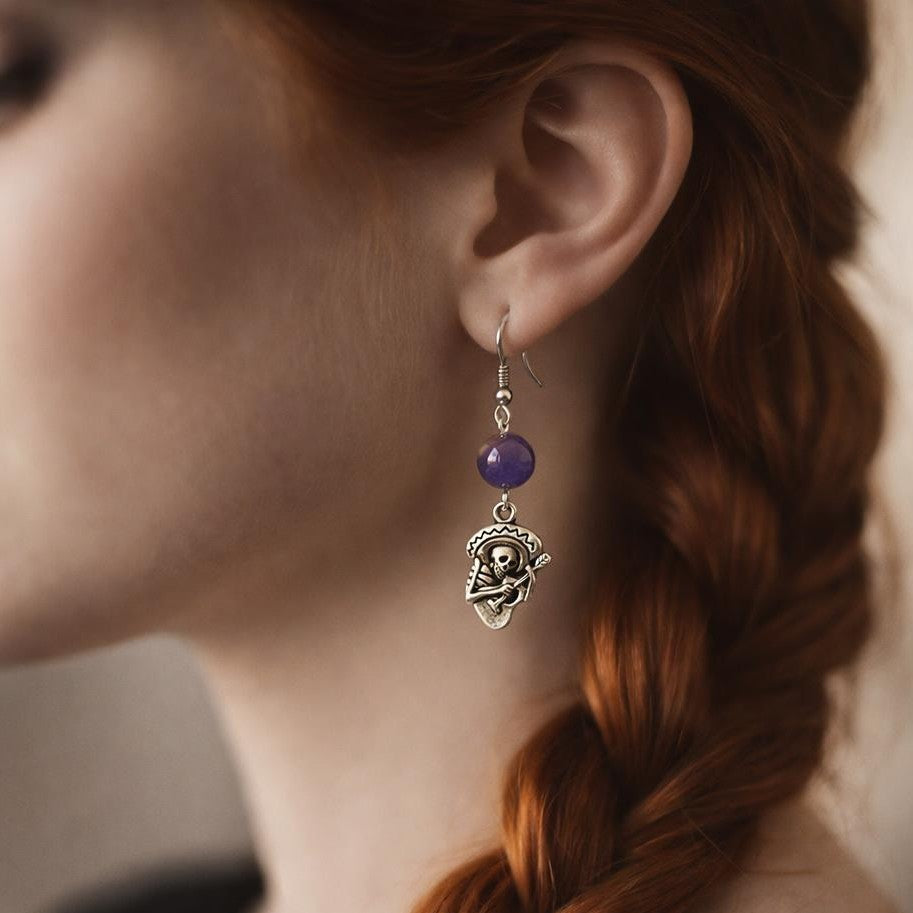 Boucles d'oreilles pendantes avec gemme naturelle