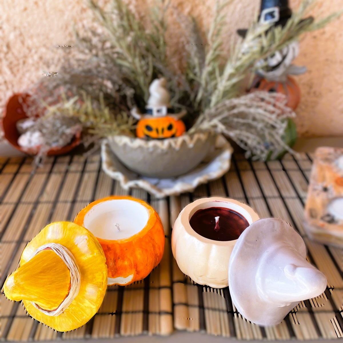 🕯️Bougie citrouille artisanale, création exclusive, Céramique – Cire Écologique / petit format