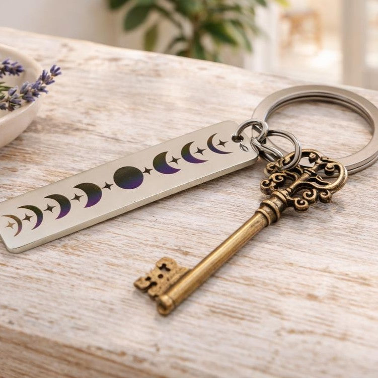 Porte clés minimaliste en métal miroir, personnalisable