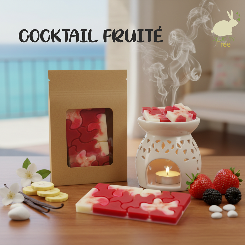 fondants de cire parfumée en forme de puzzle aux parfums de Grasse gourmands et fruitées avec une pointe de vanille