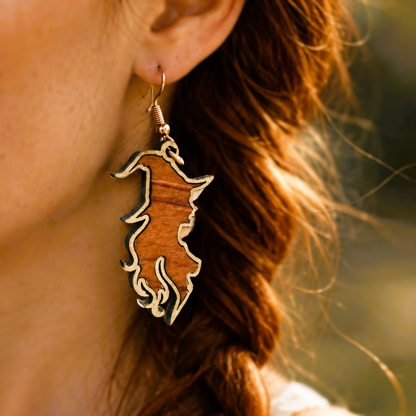 Boucles d'oreilles en bois de noyer SORCIERE