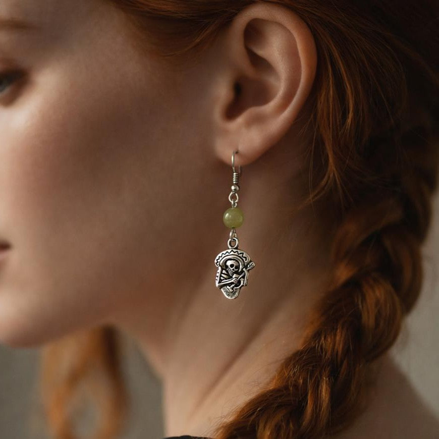 Boucles d'oreilles pendantes avec gemme naturelle